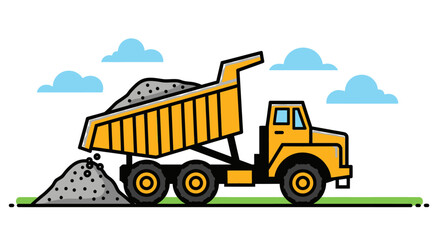 Fototapeta premium Large Yellow Construction Dump Truck Vehicle.