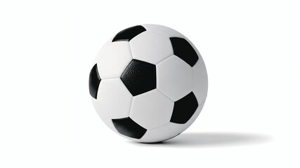 Fototapeta premium Realistic soccer ball isolated on white background with soft shadow. Clean and minimal sports object for design, branding, and commercial use.
