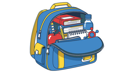 Fototapeta premium Blue and yellow school backpack.