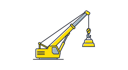 Yellow construction crane machine lifting hook.