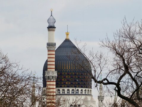Ancient mosque with intricate designs. Architectural features of historic Islamic structures