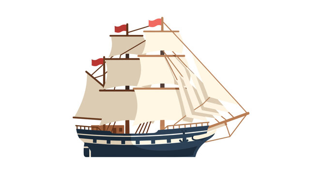 Sailing Ship Vector Illustration, Nautical Theme Design, Transportation Image