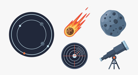 Solar system planets and telescope. © ANAK