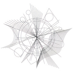 Obraz premium Intricate Abstract Geometric Composition with Converging Lines and Circles.