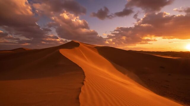 Sand dunes at sunset landscape.