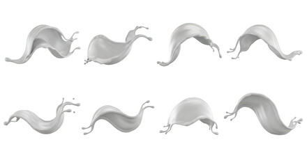 Obraz premium white fluid dynamic splashes floating on a plain white backdrop great for use in design concepts and illustrative purposes