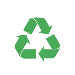 Fototapeta premium Green recycling symbol on a white background representing environmental conservation.