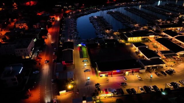 Aerial Drone View of Teos Marina and Sigacik Coastal Town in Izmir, Turkey &ndash; Aegean Sea Harbor and Scenic Village 4K