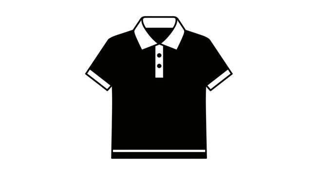 Black polo shirt with white collar and cuffs