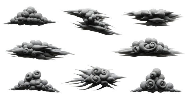 gray cloud illustrations on white background simulating weather design and weather forecasting