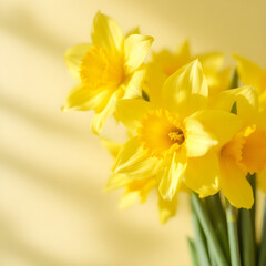 Obraz premium Yellow daffodils in a vase springtime flowers