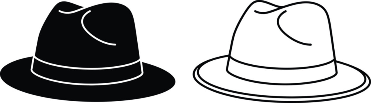 Fedora Hat Icon Set Vector Illustration Vector