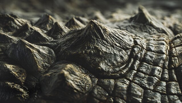Extreme Close-up of Saltwater Crocodile Skin Texture with Ridged Osteoderms