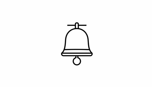 Simple Line Art Bell Icon, Notification Symbol, Alert Sign, Minimalist Design