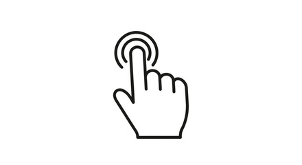 Obraz premium Hand Cursor Icon Tapping Screen, Digital Interaction, User Interface Element