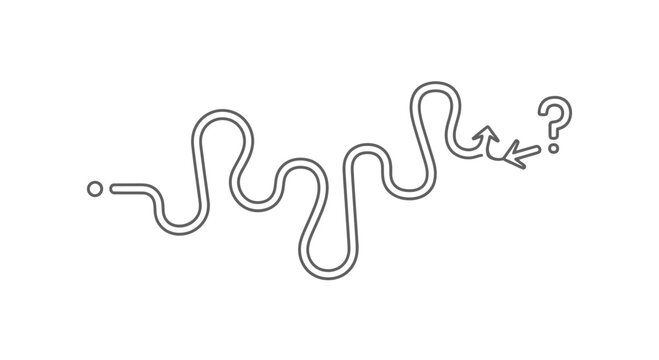 Confusing Path with Question Mark and Arrows, Uncertainty and Decision Making Concept