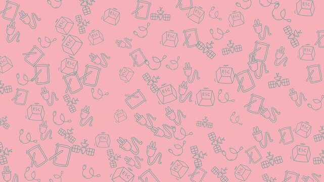 A vibrant collection of hand-drawn doodles and sketches in multiple colors on a pink background, ideal for artistic projects, creative designs, and playful visual compositions.