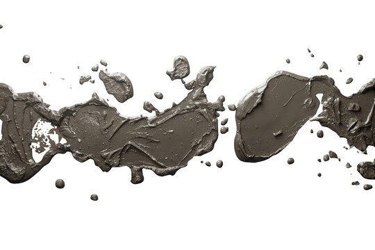 Wet brown mud creating a rugged, textured, and grimy abstract smudge against a clear backdrop