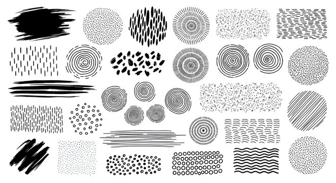 Conjunto de elementos gr&aacute;ficos dibujados a mano, pinceladas, texturas y patrones para productos org&aacute;nicos y naturales.
 Conceptos de ilustraci&oacute;n vectorial para dise&ntilde;o gr&aacute;fico y web, dise&ntilde;o de envases,