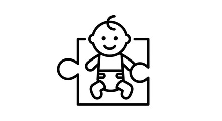 Fototapeta premium Baby Puzzle Piece Icon: Child Development, Childhood, and Family Connection