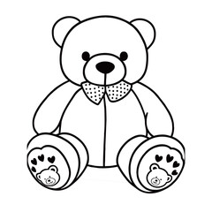 Obraz premium Cute teddy bear outline illustration in simple black line style.