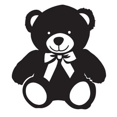 Obraz premium Cute teddy bear outline illustration in simple black line style.