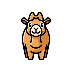 Fototapeta premium Cute Cartoon Brown Cow Smiling.
