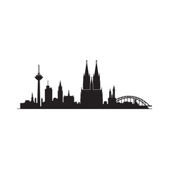 Obraz premium Cologne skyline silhouette featuring the cathedral and television tower