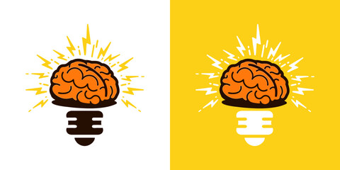 Innovative ideas and creativity concept with brain light bulbs, Unlock creative potential with innovative ideas and inspiration © PaulStd