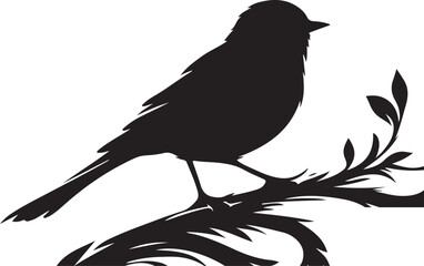 Obraz premium A sleek silhouette of a bird perched gracefully on a delicate branch. Vector, illustration