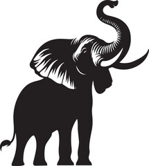 Obraz premium Graceful silhouette of an elephant with large ears and curved tusks Vector, illustration