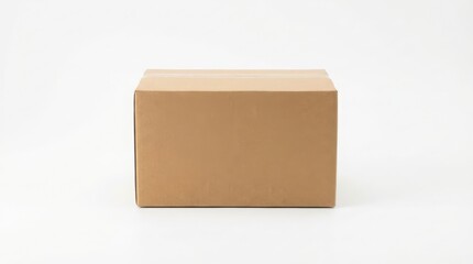 Obraz premium A plain brown cardboard box resting on a white surface
