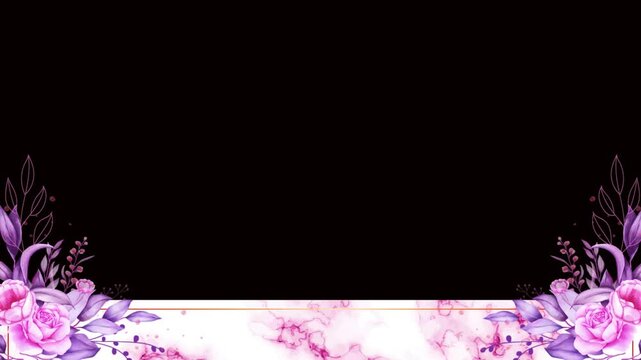 lower third purple floral frame on the green screen background