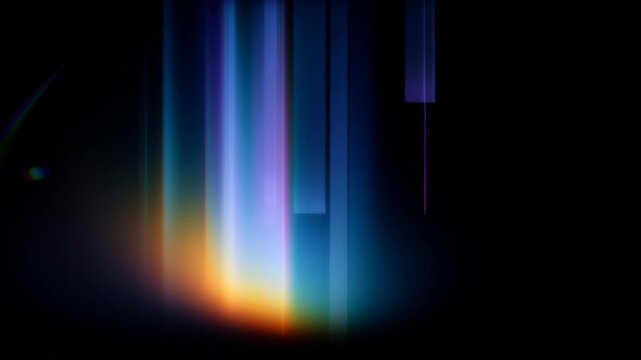 Abstract animation dark background refraction effect loop looping render gradient futuristic iridescent shape dancing glowing vertical beams light beams subtle reflection color refraction soft