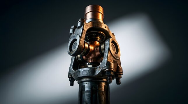 Close-up of a Heavy-Duty Universal Joint and Drive Shaft Assembly