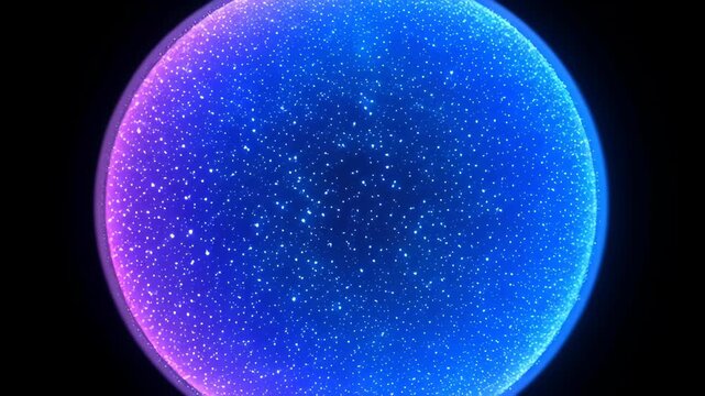 Glowing blue sphere with pink edge and scattered light particles creating cosmic feeling vibrant luminescent texture and futuristic abstract design glowing neon sphere with blue and purple gradient