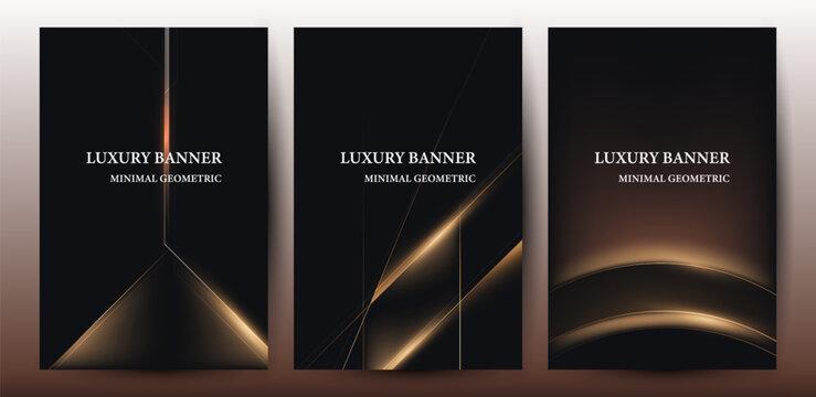 Luxury Black and Gold Geometric Abstract Banners Vector Template