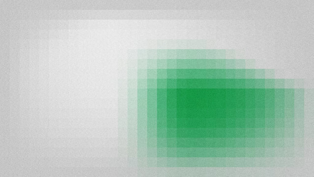 A minimalist abstract background featuring overlapping semi-transparent green rectangular grids, set against a light gray grainy noise texture.