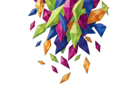 Exploding Geometric Shape Vector Collection, Abstract 3D Crystal Design for Modern Web and App Graphics