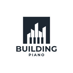 Creative building piano logo silhouette © Nuswantara