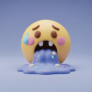 3D illustration of a crying emoji with colorful tears.