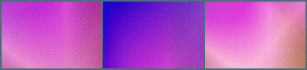 Fototapeta premium Three vivid gradient panels in magenta and blue tones create a dynamic triptych composition, ideal for futuristic branding, web headers, and bold digital designs.