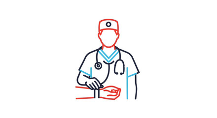 Fototapeta premium Doctor checking patient's pulse on wrist with stethoscope, medical checkup concept