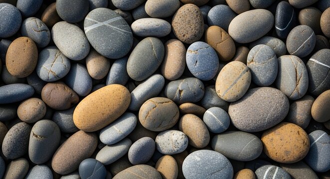 Smooth River Rocks and Pebbles in Various Shades