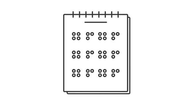 Braille Calendar Page with Raised Dots for Visually Impaired Reading