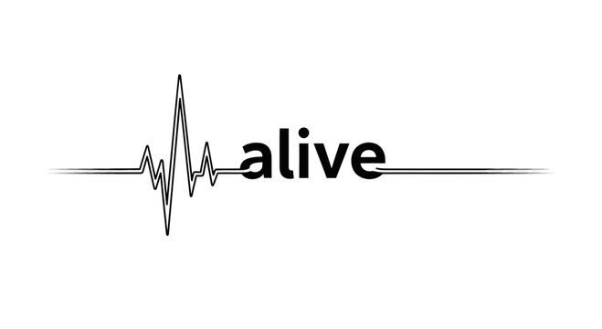 Alive Heartbeat EKG Line Text Graphic Design