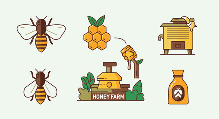 Honey farm with bees and honeycomb. © Fandi Comp