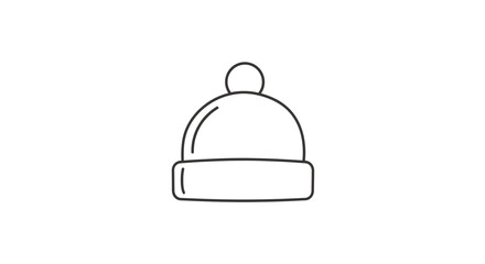 Fototapeta premium Winter Beanie Hat Icon, Minimalist Line Art, Bobble Hat Symbol, Cold Weather Accessory