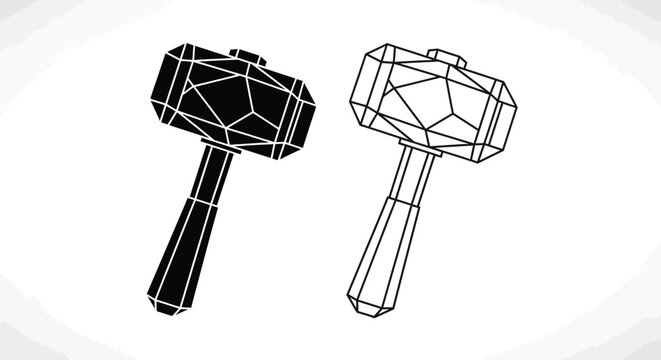 Thor mjolnir wireframe hammers Vector