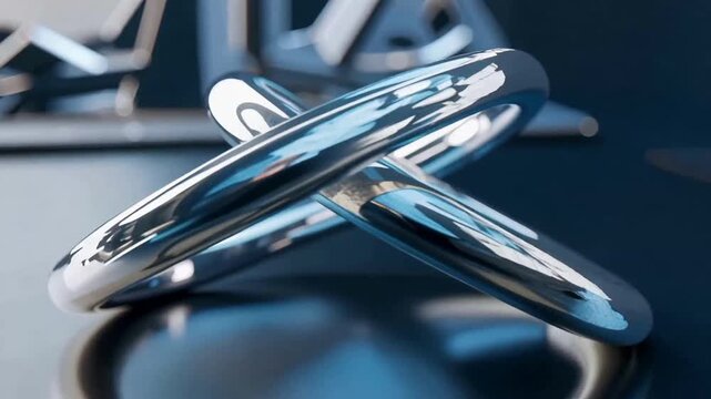 Abstract metallic chain links intertwined in a complex knot formation.